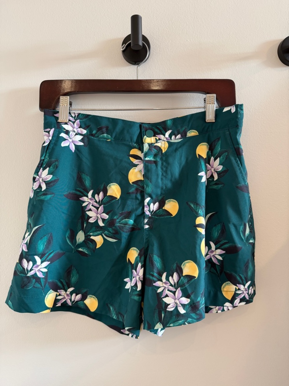 Abercrombie & Fitch green floral swim shorts